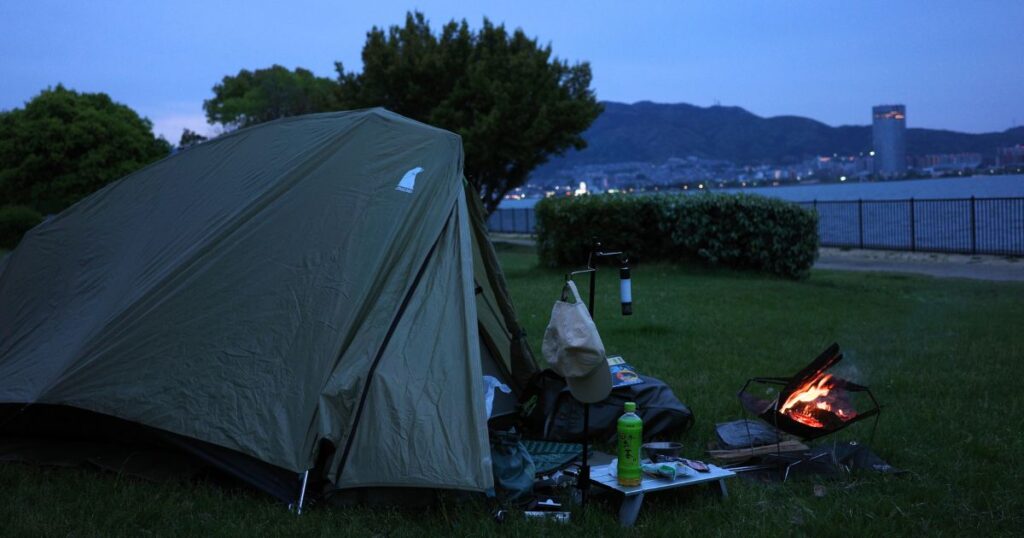 琵琶湖畔でのソロキャンプ