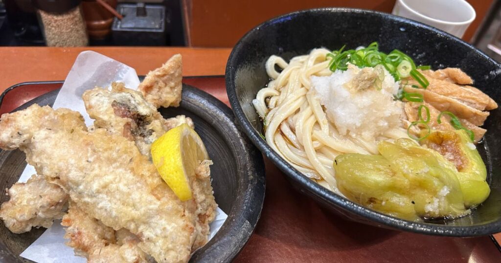 はんげしょうのなすぶっかけと鶏天