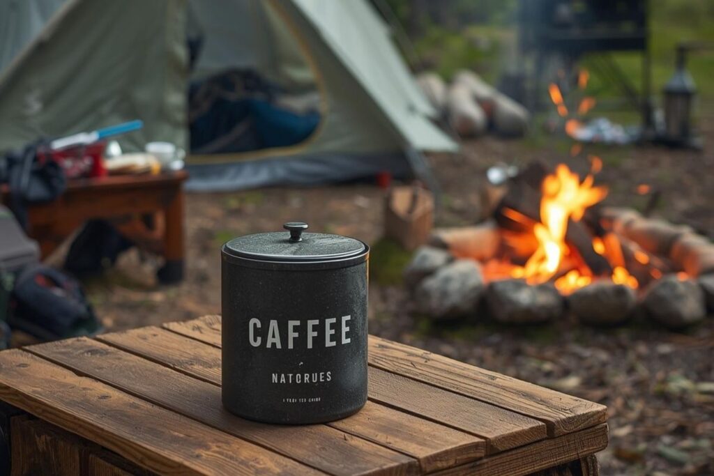 焚き火近くのキャニスター