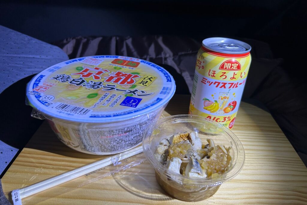 車中泊の夜食
