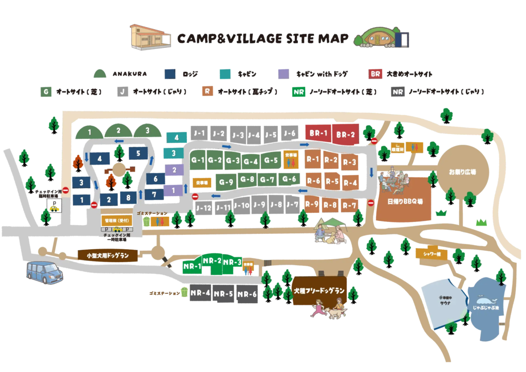 ユニトピアささやまキャンプ&ビレッジのマップ