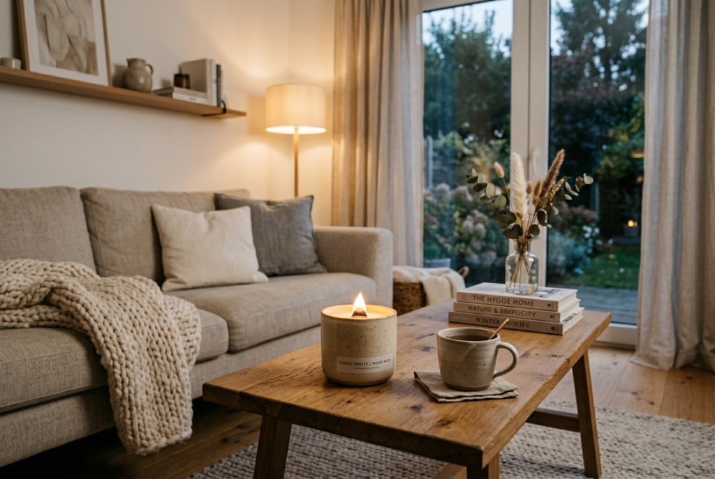 部屋でまったりウッドウィックキャンドル